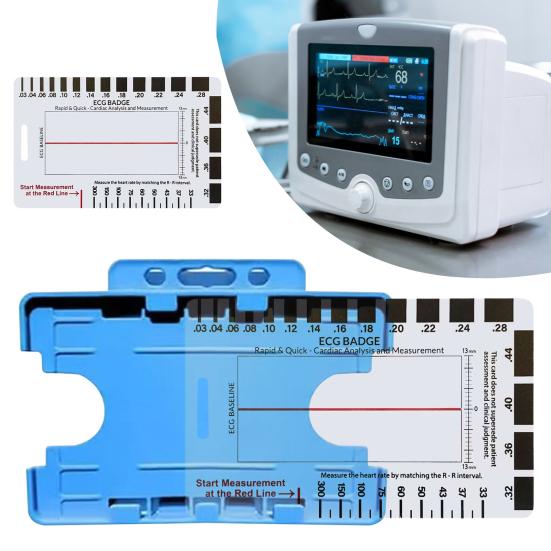 Transparent 7-Step Ruler Measuring Tool Waterproof Compact Design ECG-Interpretation Pocket Reference Guide