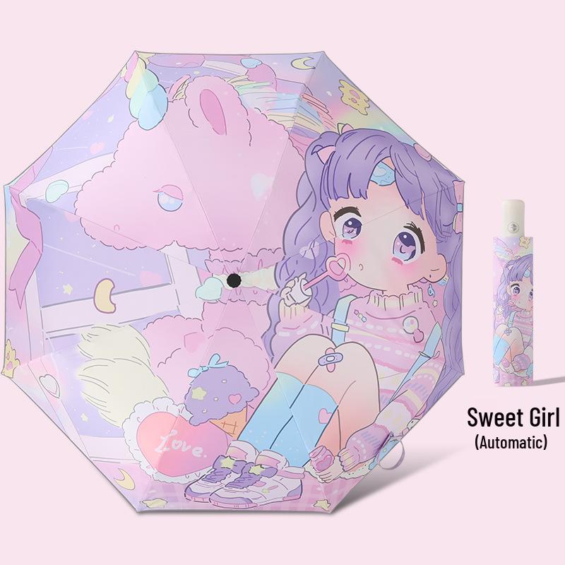 Children's Cartoon Fully Automatic Safety Umbrella: Rain or Shine, Reflective, Foldable, Anti-Rebound Design