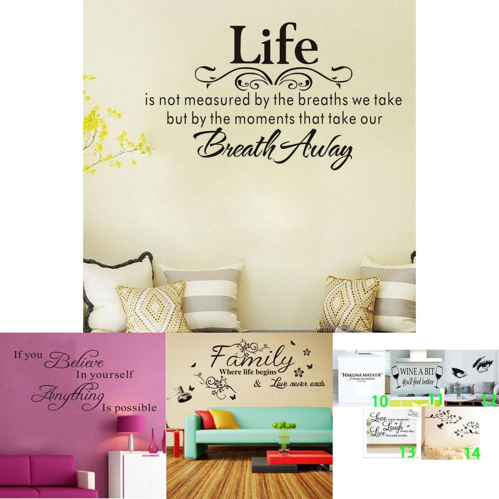 Elegant Vinyl Home Room Decor Art Quote Wall Decal Stickers Bedroom Removable Mural