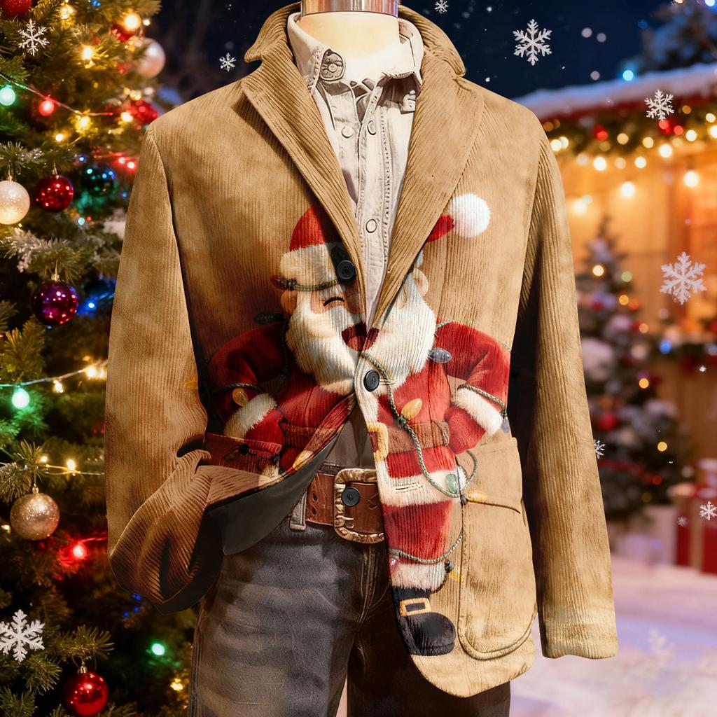 Мужской уродливый рождественский вельветовый теплый карманный пиджак-кардиган, мужской повседневный костюм