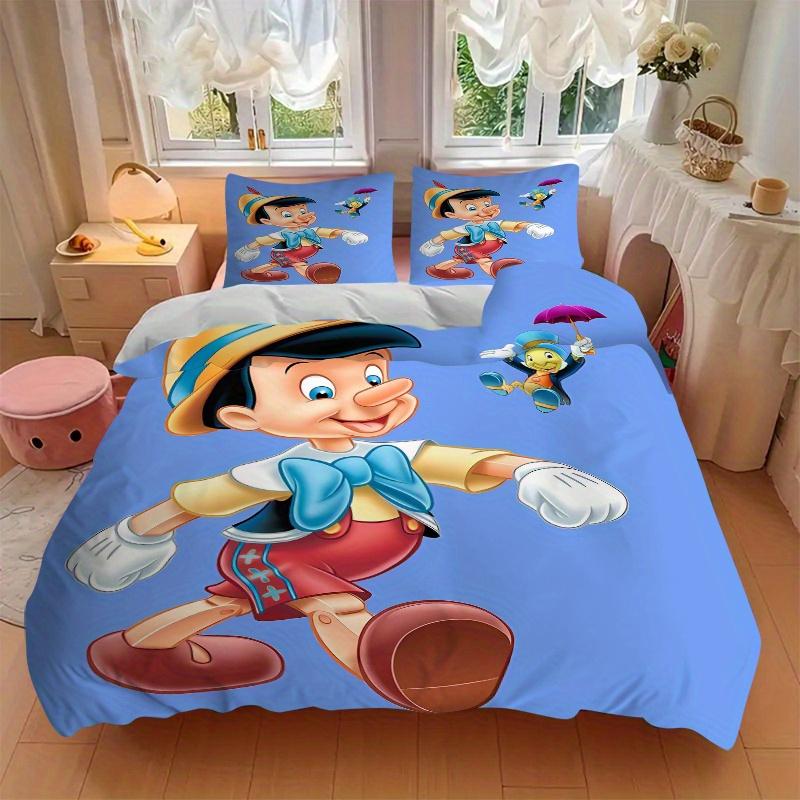 3pcs Pinocchio & Jiminy Cricket Bedding Set, Including 1 Quilt Cover and 2 Pillow Shams, Without Filling, Soft and Comfortable Home Bedroom Fabri