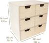 Creative Deco Petite Commode Bois | 6 Tiroir | 28,5 X 20 X 28,5 Cm | Organisateur | Rangement Bureau Organisateur
