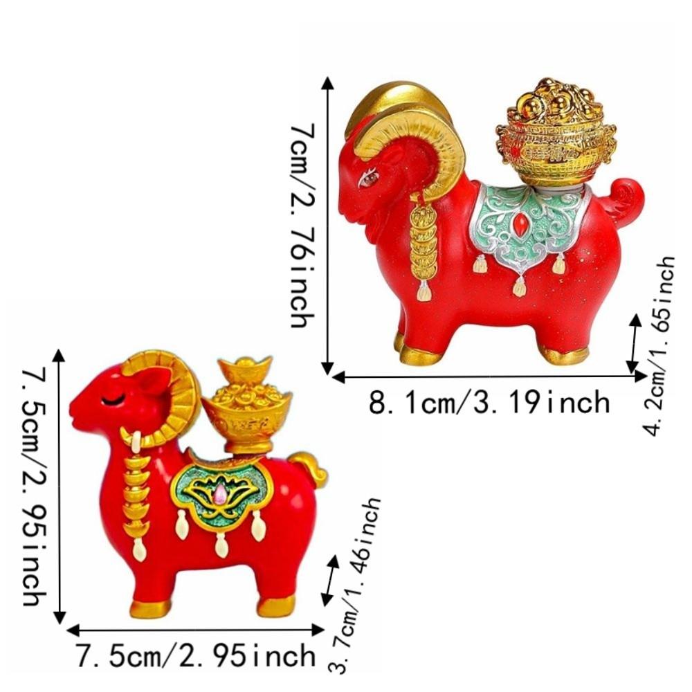 Cute Zodiac Goat Figurine Rotatable Fortune Bag Car Dashboard Ornament Home Decor