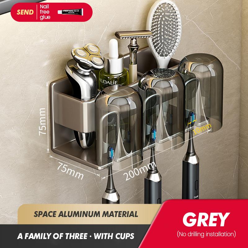 Стойка для хранения зубных щеток, настенная, для ванной комнаты, неперфорированная, железная, для хранения электрических зубных щеток, набор для хранения чашек
