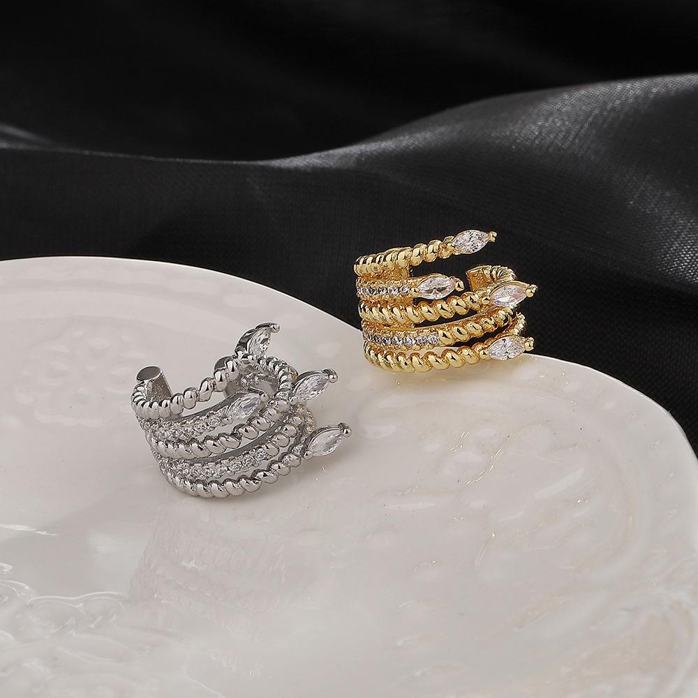 Wings Full Drill Ear Clips Without Ear Holes Cross-Border Cool And Handsome Elf Ear Hanging Personalized Multi-Layer Twist Ear Bone Clips