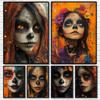 Los Muertos Girl День мертвых Череп Макияж Портрет Плакаты и принты Картина на холсте Настенная картина для комнаты Домашний декор