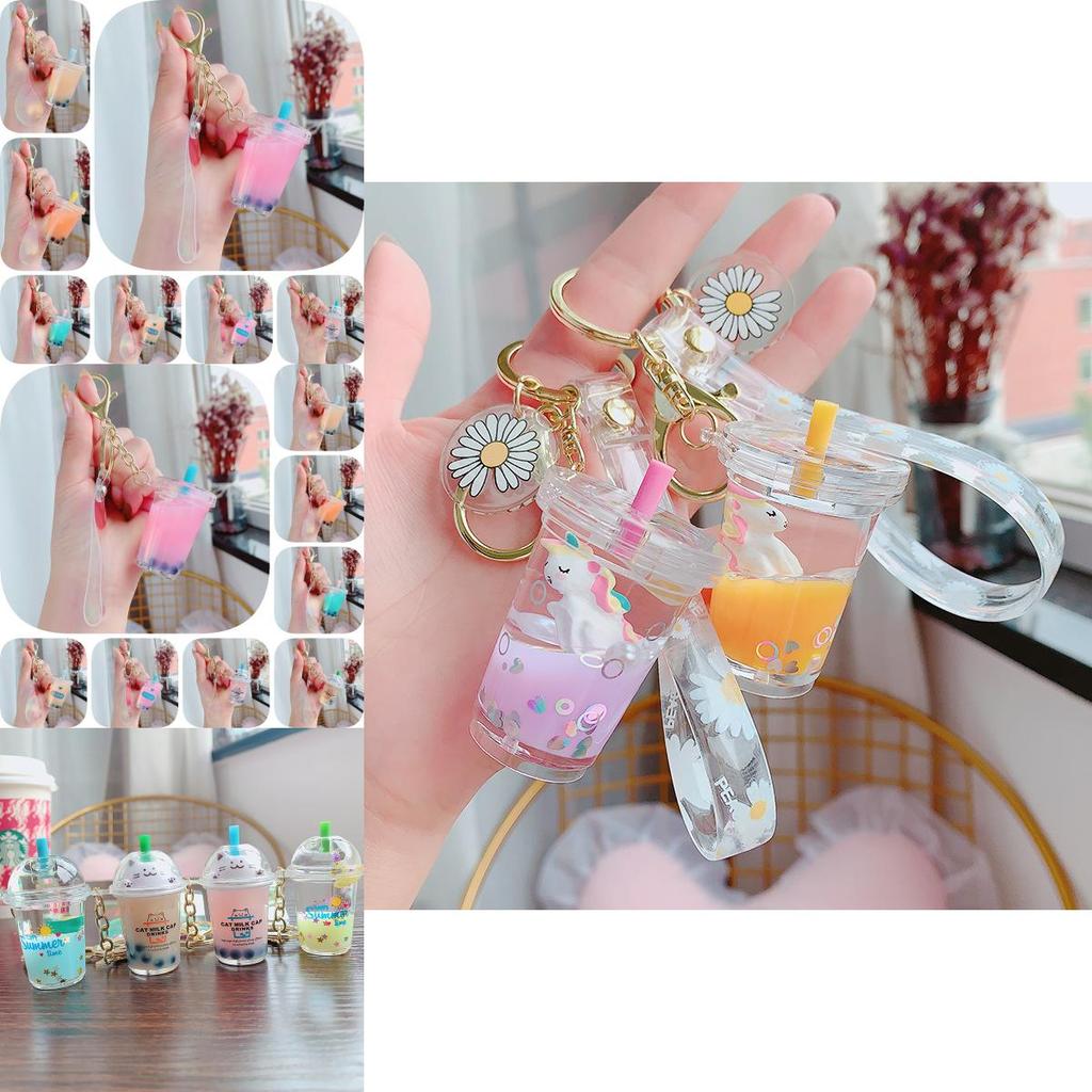Adorable Cartoon Unicorn Boba Tea Acrylic Keychain Cute Gift For Friends And Couples