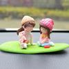 Anime Sisters For Car Ornament Model Cute Sitting Girls Figure Auto Interior Decoration Pink Dashboard Figurine Accessories Gift