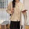Cardigan Sweater 2023 Spring Korean Elegant Loose Sweater Coat Irregular Round Neck Fried Dough Twists Knitted Cardigan Women
