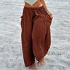 Women Plus Size Wide Leg Linen Pants Middle Waist Summer Baggy Pants