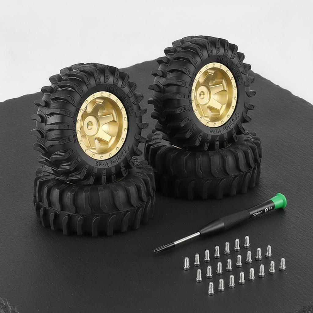 4 Pieces Wheel Rim with Tire Deep Groove RC and Assembly High