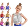 Sparkling Sequins Hip-Hop Jazz Top: Sleeveless Backless Hooded Crop Top with Front Zipper for Stage Dance Costume