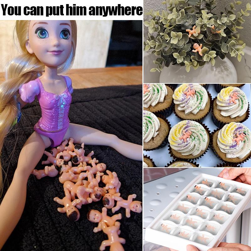 30/60Pcs Mini Plastic Babies Doll Baby Shower Favors Gender Reveal Party Decor Supplies Ice Cube Game Props Toy Gifts for Guests