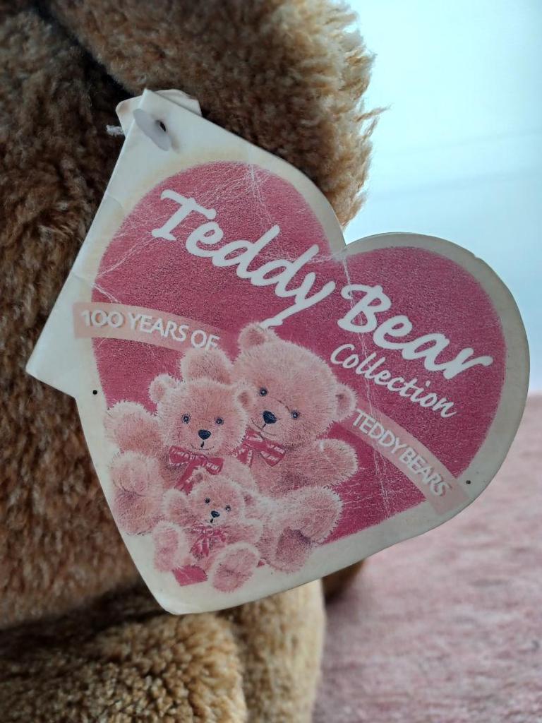 [USED] Large teddy bear plush toy with ribbon