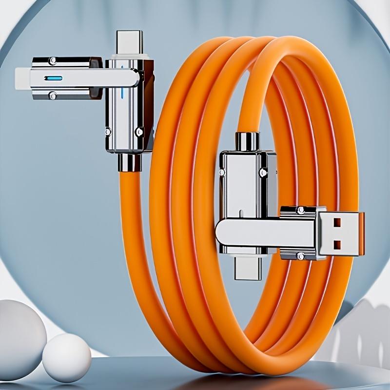 Кабель для быстрой зарядки данных мощностью 120 Вт «четыре в одном», кабель для зарядки с 4 головками, многофункциональное преобразование с несколькими головками, подходит для IPhone / typec, Samsung Xiaomi