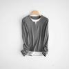 Half Placket Round Neck Fake Two-piece Tencel Wool Blended Knitted Sweater Top Age-reducing Pullover Long-sleeved Fashion Bottoming Shirt