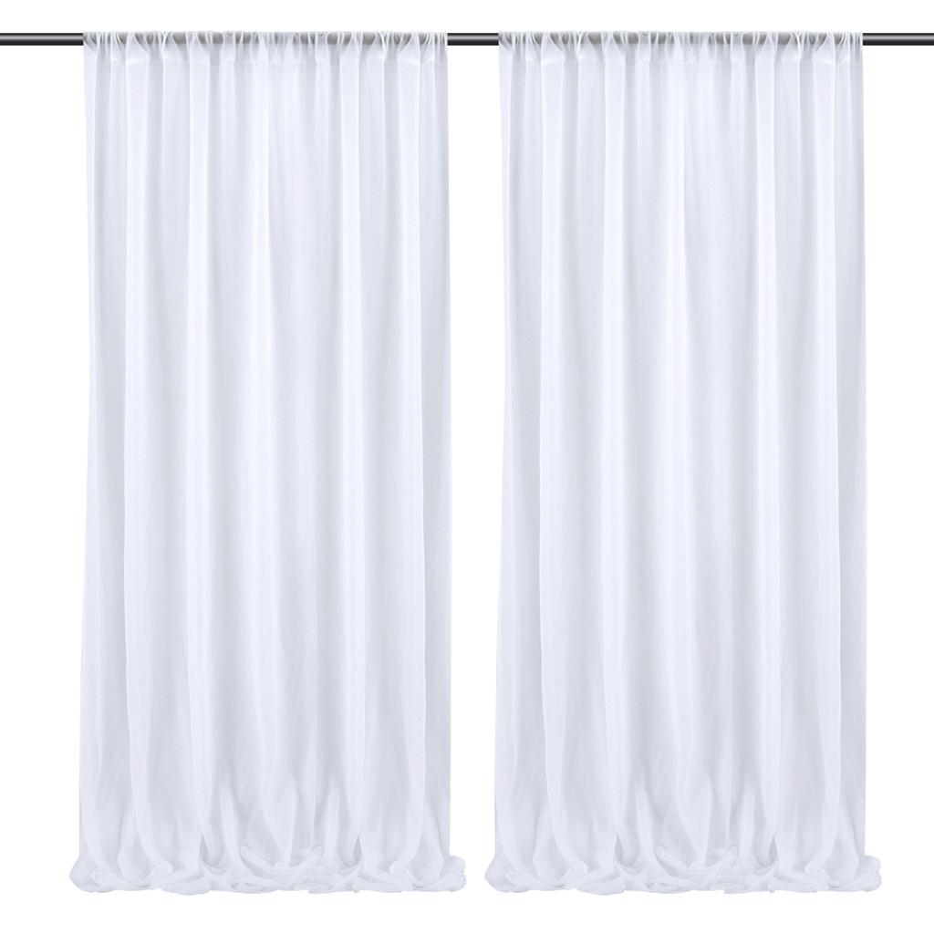 2pcs 1.5x2.15m Ivory Chiffon Wedding Tulle Yarn Background Crystal Sheer Fabric Rustic Country Wedding Birthday Party Decor