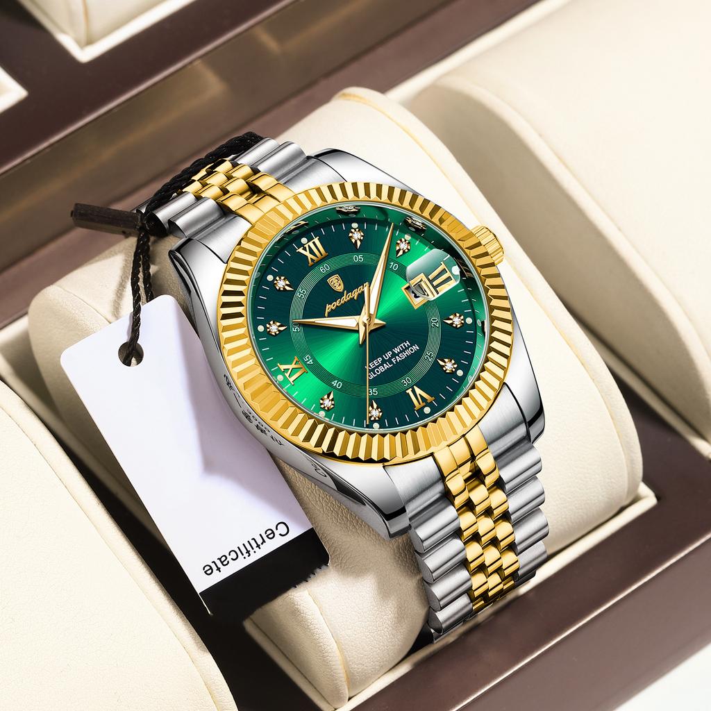 Brand Luxury Men's Watch New Business Quartz Watch Man Diamond Calendar Clock