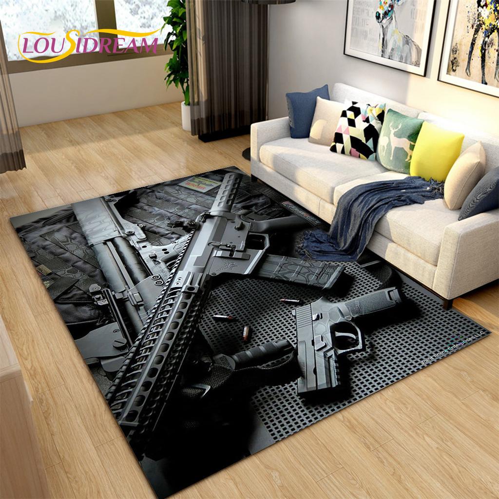 3D винтовка, пистолет, револьвер, коврик с героями мультфильмов, коврик для гостиной, спальни, кухонный коврик, противоскользящий коврик для ванной комнаты