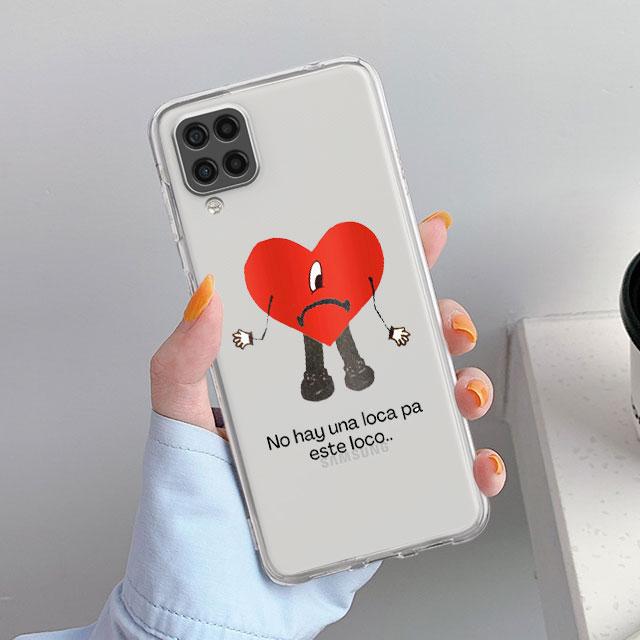 Прозрачный чехол для Samsung Galaxy A52 A12 A51 A32 A21s A71 A32 A22 50 A70 A31 A72 5G, чехол для телефона Bad Bunny Heart Coque Capa