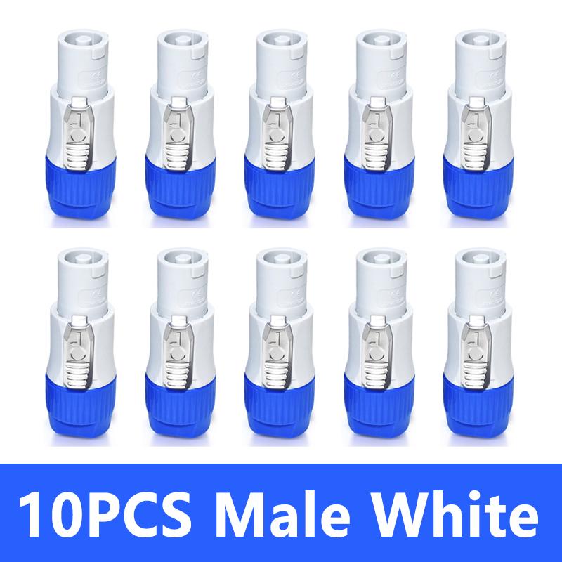NAC3FCA NAC3FCB 3Pin Power Connector LED Speakon Male Plug Blue (Input)+White (Output) Plug+Female Socket 20A 250VAC