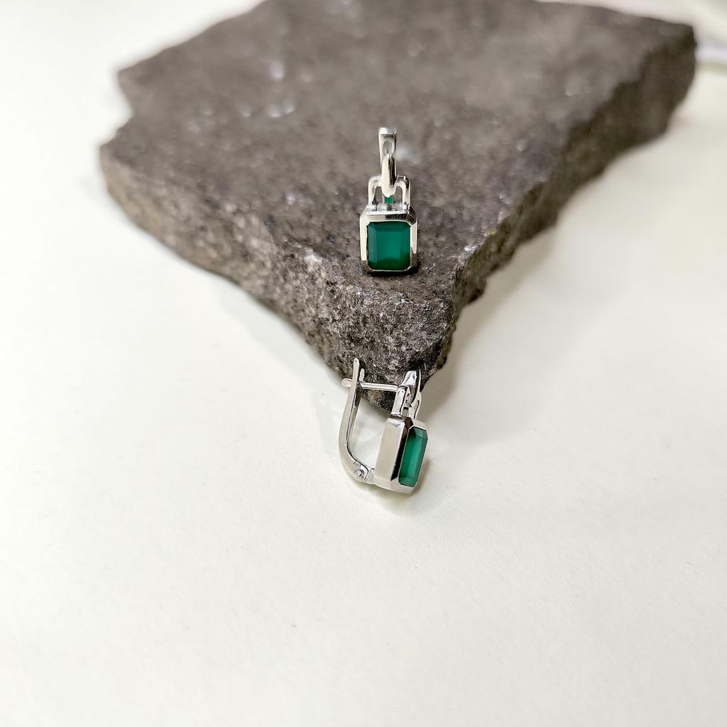 Серебряные серьги с натуральным агатом 2.938ct (2174059)