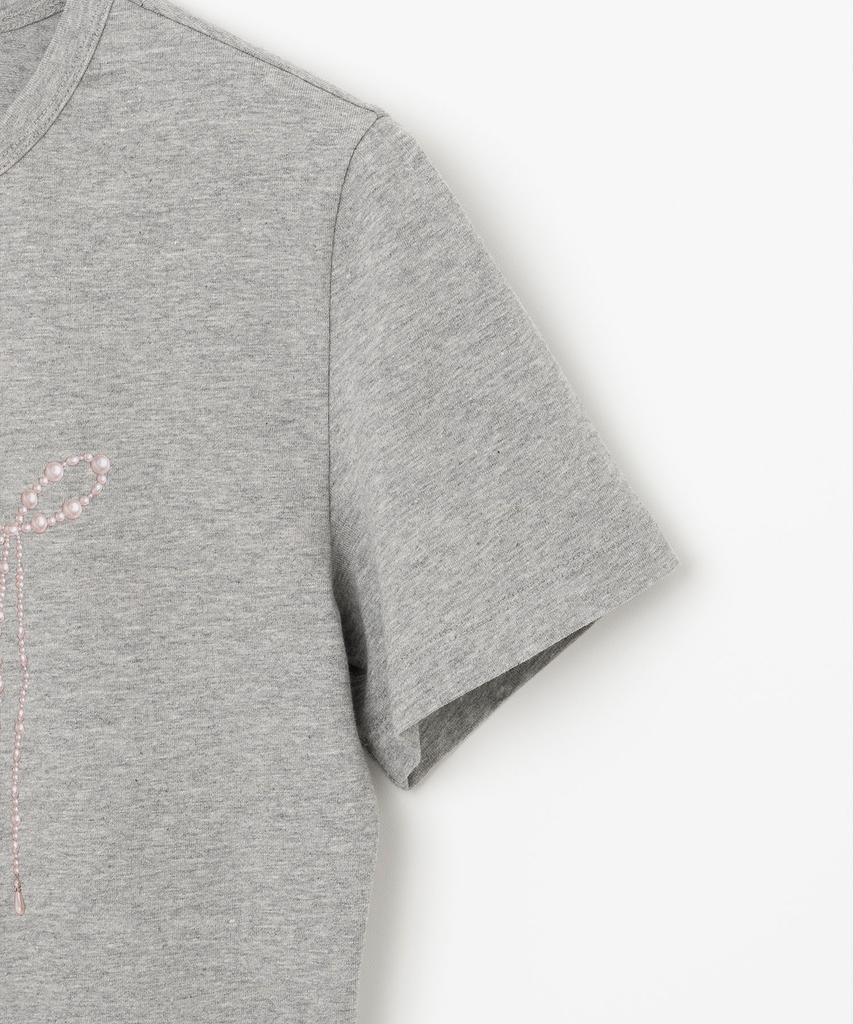 MILLO WOMEN Pearl Ribbon T-Shirt [Melange Gray]