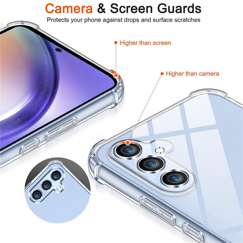 Противоударный мягкий силиконовый прозрачный чехол с подушкой безопасности для телефона Samsung Galaxy A14 A24 A34 A54 5G A04 A04s A04e Redmi 12 12C 10A 10C Note 12s 11s 10