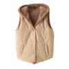 Women Vest Coat Hooded Plush Lining Single Breasted Casual Lady Waistcoat Jacket for Daily Wear