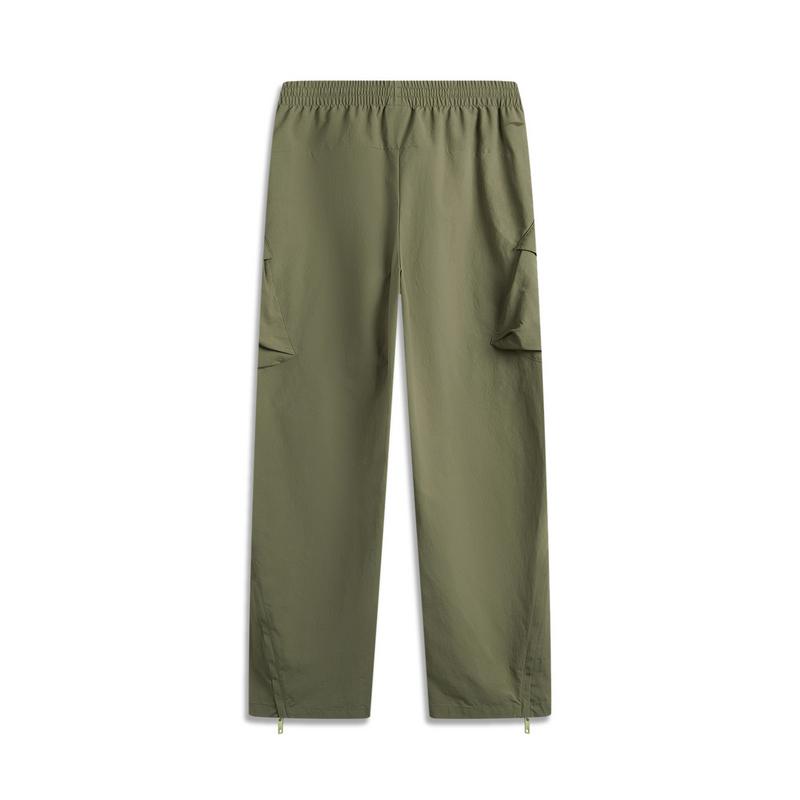 Li Ning CF Suo однотонные удобные дышащие уличные водонепроницаемые прямые повседневные брюки мужские низы милитари-зеленый AYKU717-8
