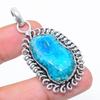 Blue Solar Quartz Handmade 925 Sterling Silver Jewelry Pendant 1.93" K8E59