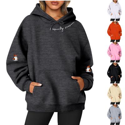 Женский топ с длинным рукавом с принтом, однотонная толстовка