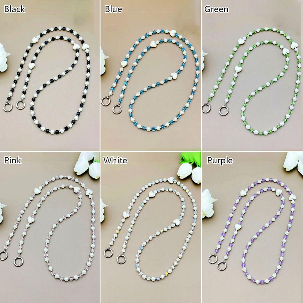 Hanging Decoration Wallet Necklace Chain Pearl Love Bead Phone Anti Loss Lanyard Phone