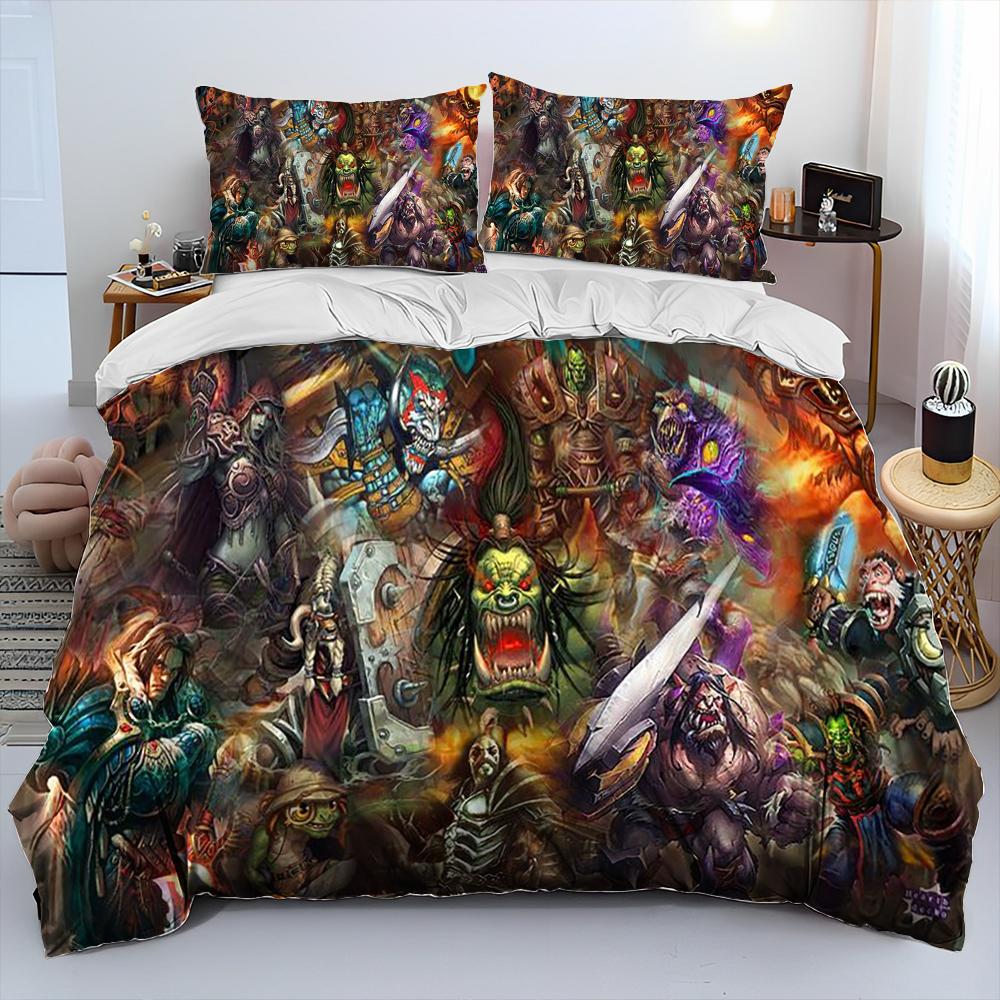 World of Warcraft, WOW, Игровой Комплект Постельного Белья, Пододеяльник, Комплект для Кровати, Покрывало, Наволочка, Комплект Постельного Белья размера Кинг, Квин