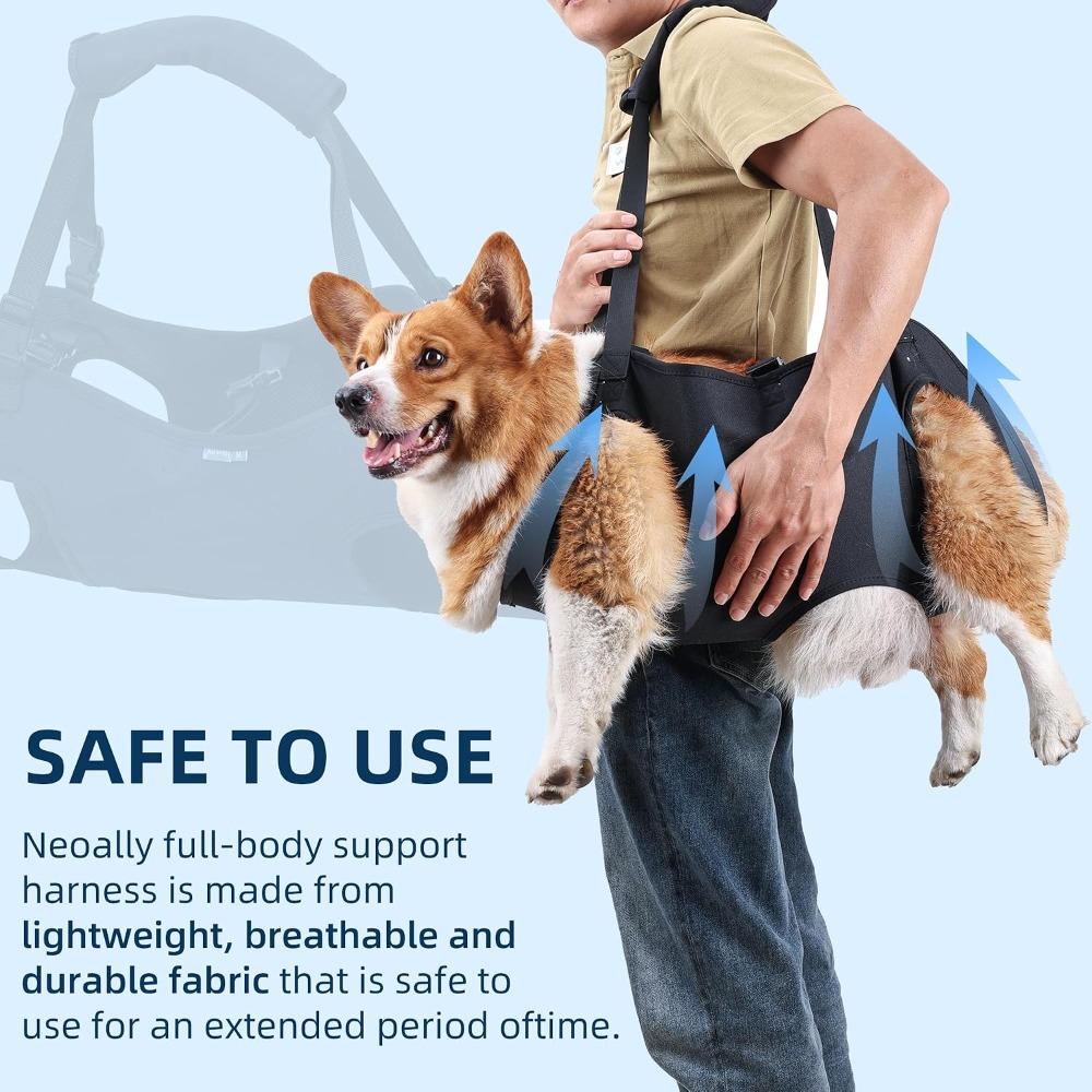 Full-body dog harness with handle, provides complete support for your dog’s body, adjustable leg support harness for pets