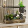 Transparent Desktop Aquarium with Lid Turtle Tank Durable Ecological Water Tank  for Home