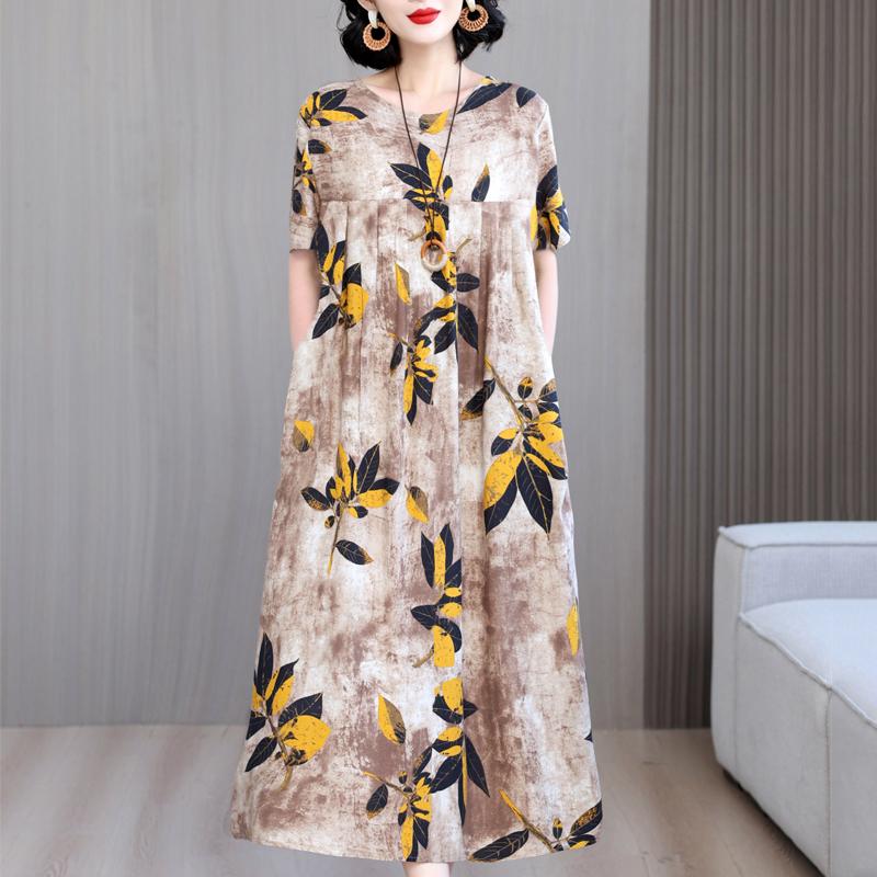 Женские свободные платья, элегантное повседневное летнее платье больших размеров с коротким рукавом, длинное платье больших размеров, женская винтажная одежда