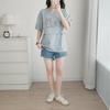 Summer Cotton Maternity T-Shirt for Nursing, Postpartum Wear with Flip-Up Opening, Versatile Bottoming Shirt for Moms