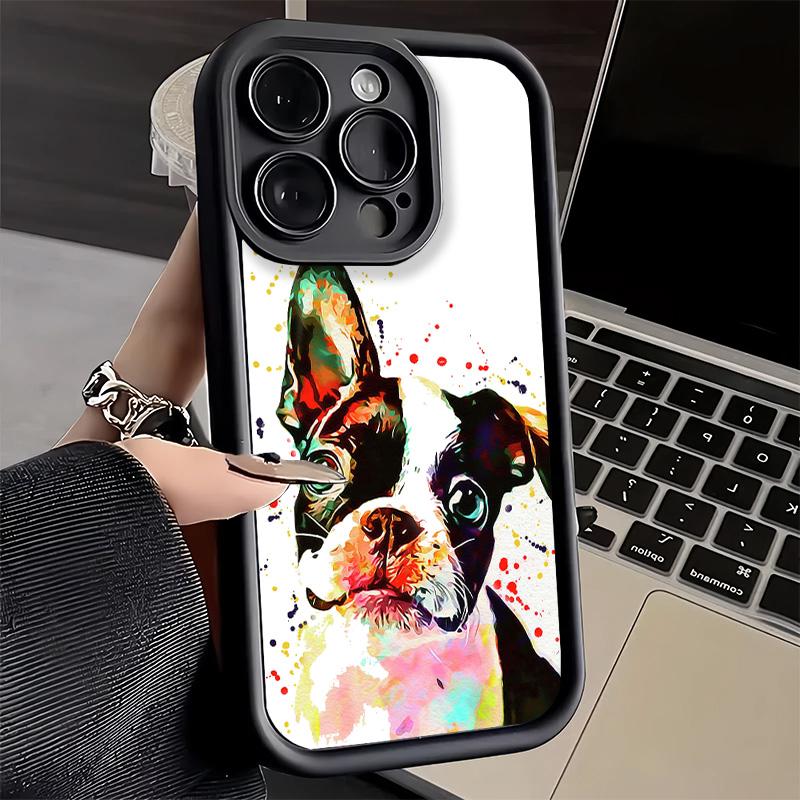 Чехол для телефона iPhone 17 Air 16E 15 16 Pro Max Французский бульдог Собака Мопс Дизайн Чехол 14 Plus 13 12 Mini Мягкий Силиконовый Fundas