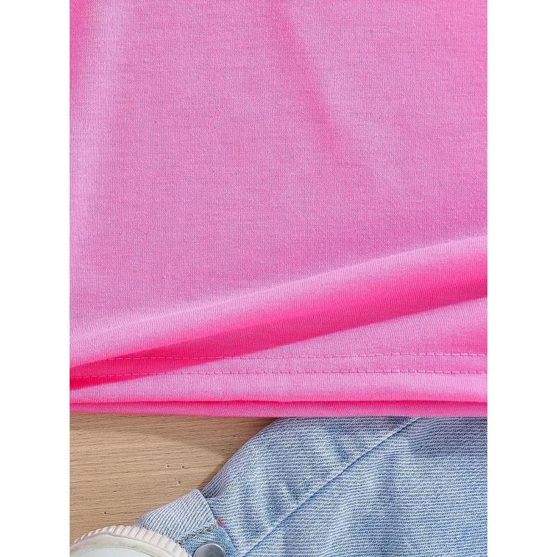 European sizes Love Heart Soccer" Letter/cartoon Print, Girls' Short-sleeved T-shirt, Cool and Breathable for Spring/summer Wear