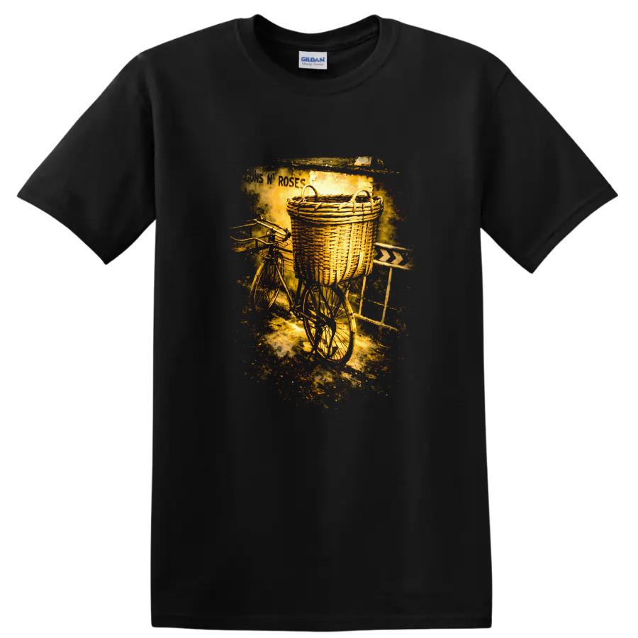 Vintage Bicycle w/ Basket Art T Shirt Retro Classic Rock Tee Design Apparel