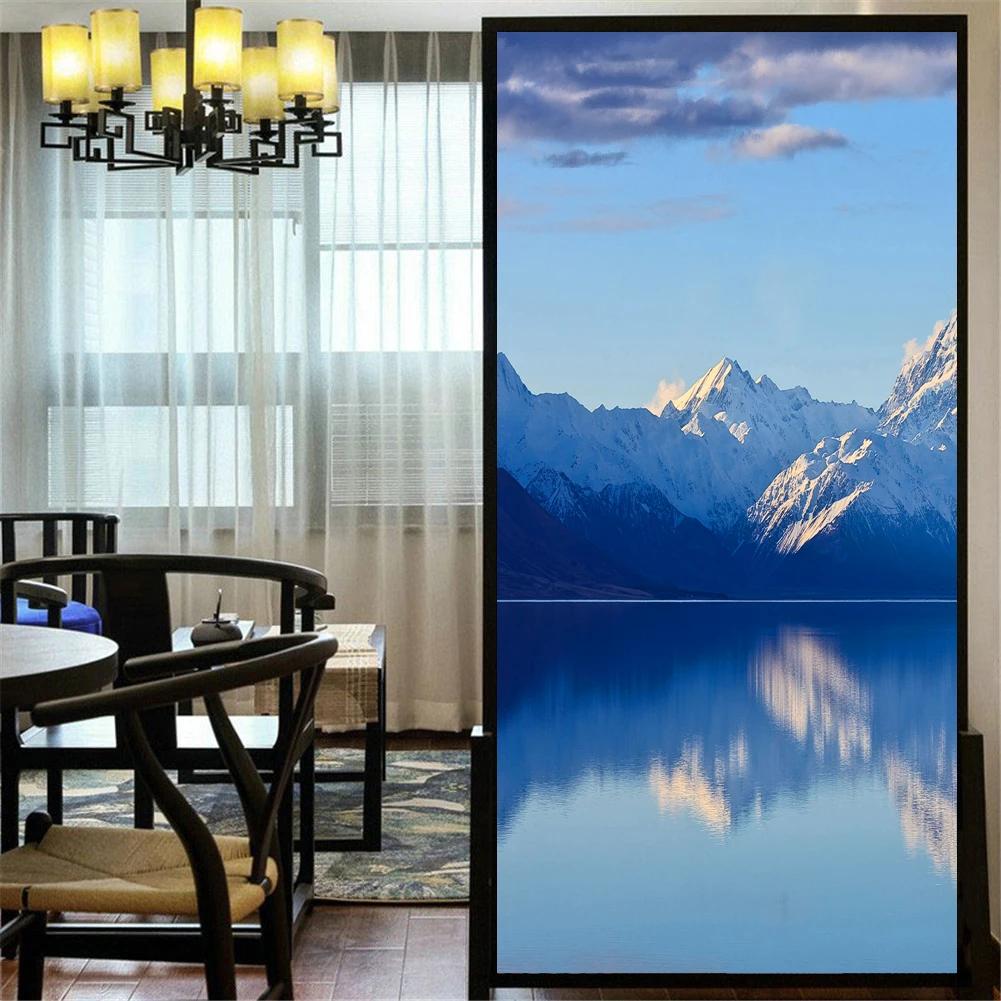 Static Cling Privacy Windows Film Decorative Beautiful Scenery Stained Glass Window Stickers  Frosted Window Film