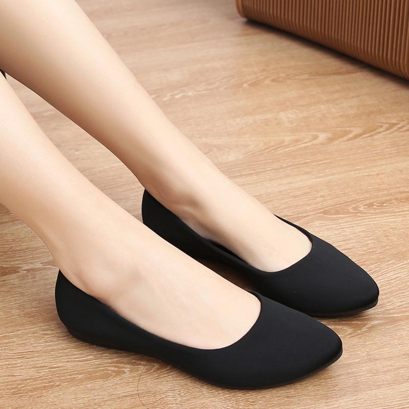 Старые пекинские матерчатые туфли женские одинарные туфли рабочие туфли на плоской подошве подошва из говяжьих сухожилий мягкая подошва однопедальная рабочая обувь профессиональные черные матерчатые туфли