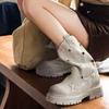 RIBETRINI Stars Slip-On Mid-Ice Boots Hollow Out Platform Shunked Mid Heels Toe Toe Women Shoes Sweet Leisure Boots For Woman