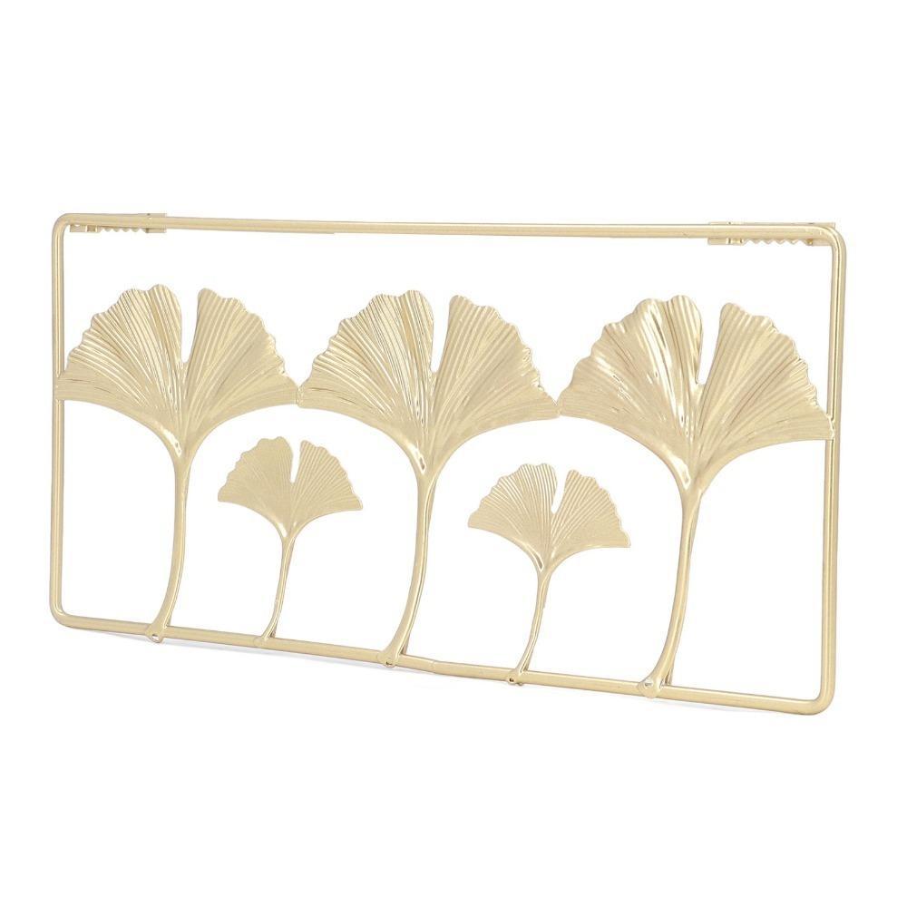 2pcs Interior Decor Piece Iron Ginkgo Leaf Wall Decor Gold Framed Iron Leaf Wall Hanging 11.6 x 5.5in Gold Wall Decoration Cafe