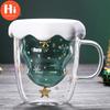 Hi Puntos 300ml Christmas Heat Resistant Double Wall Tea Coffee Glass Cup Mug Drinkware