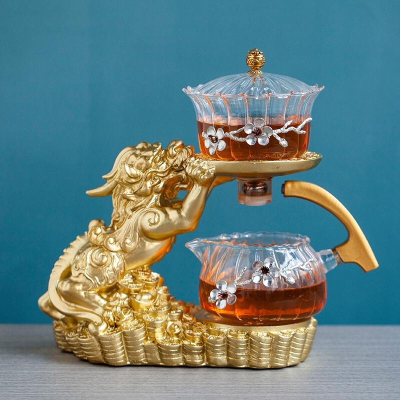 Творческий стеклянный чайный сервиз, автоматический чайник, термостойкий чай кунг-фу, чай для питья, создайте храбрые войска
