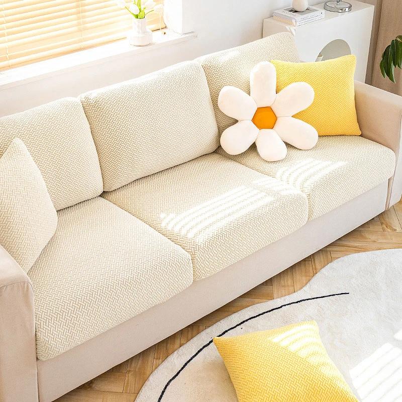 Levivei Jacquard Sofa Seat Cushion Cover Funiture Protector Couch Covers For Sofas Anti-Dust Removable Seat Slipcover Kids Pets