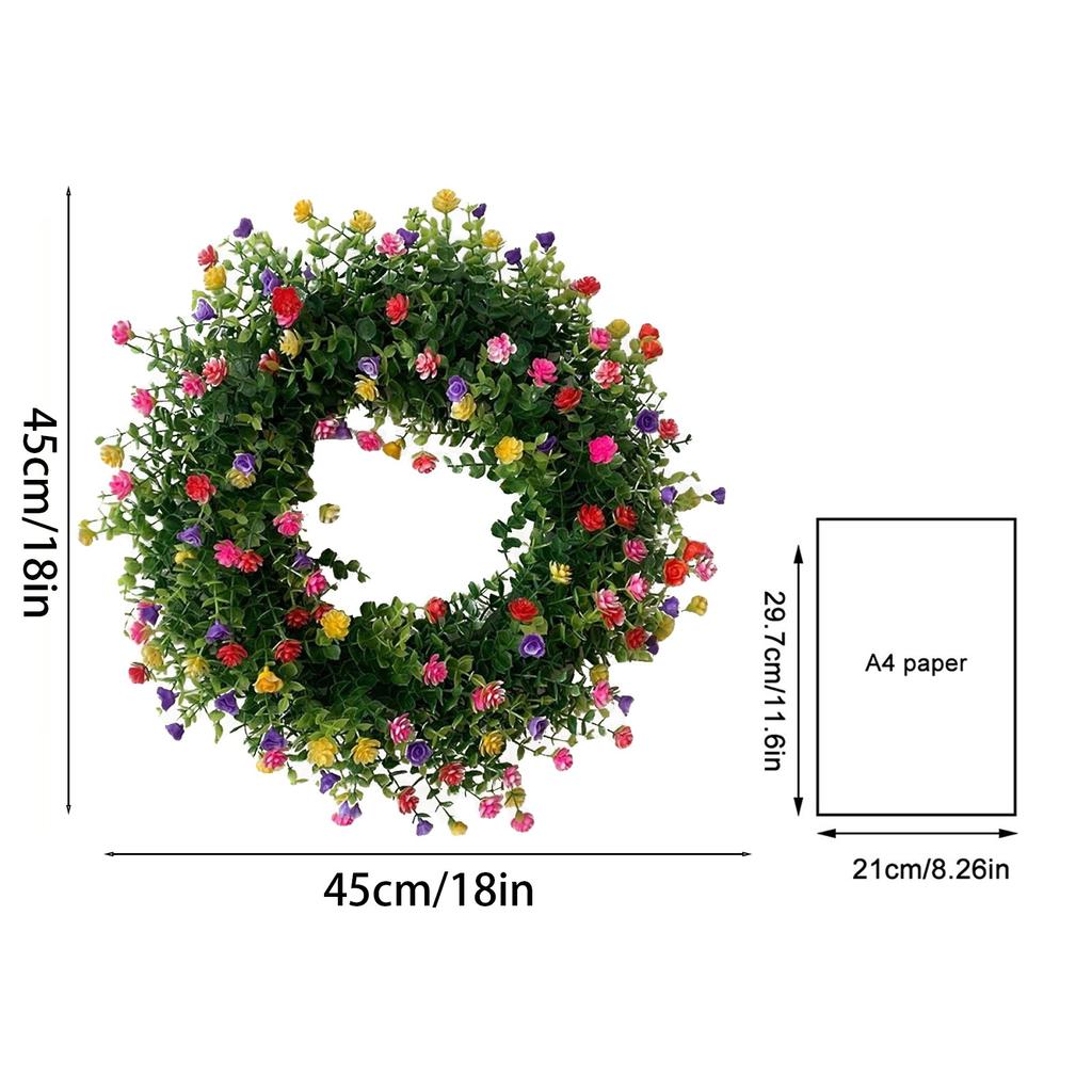 3D European Spring Artificial Floral Wreath With Multicolor Blooms For Wedding Venue Decoration And Home Wall Hanging