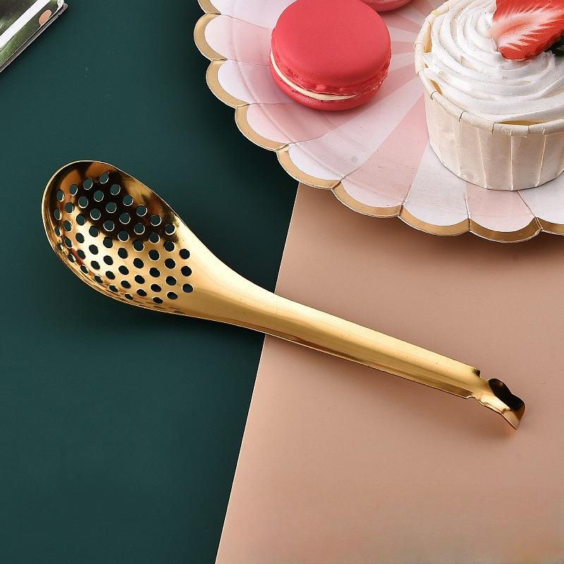 Кухонная ложка из нержавеющей стали 410 с отверстиями для икры, ложка-сито для соуса из икры, прочные кухонные гаджеты для приготовления пищи